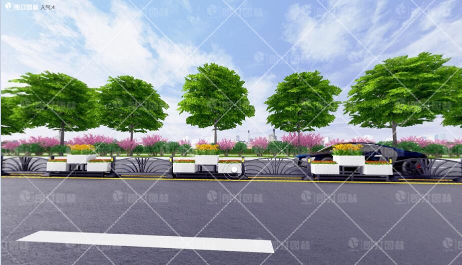 朗汀園林品字型花箱道路隔離景觀設(shè)計(jì)圖