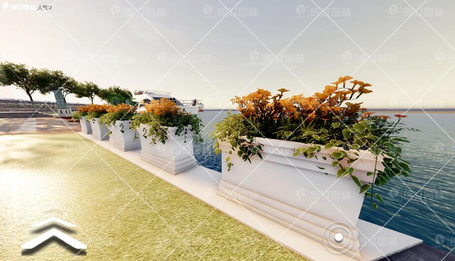 朗汀園林長形歐式藝術(shù)花箱景區(qū)綠化效果圖